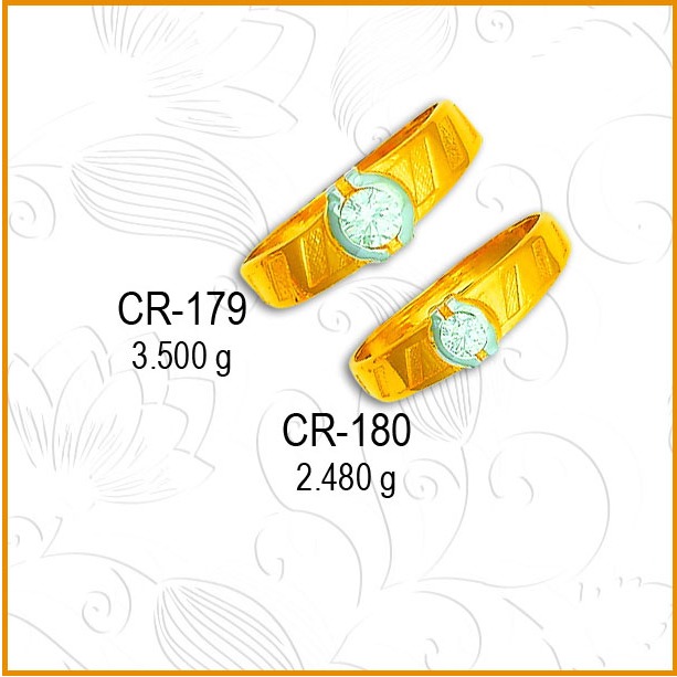 916 Gold Round Shape CZ Stone Couple Ring CR-179