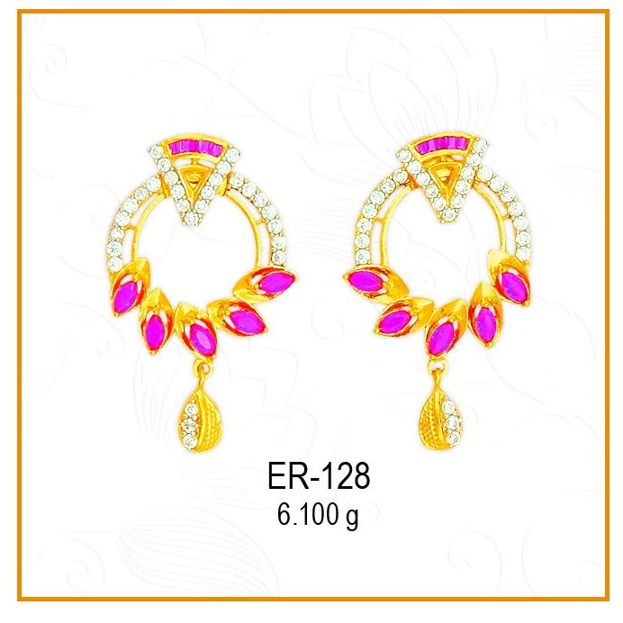 916 CZ Gold Pink Diamond Earring ER-128