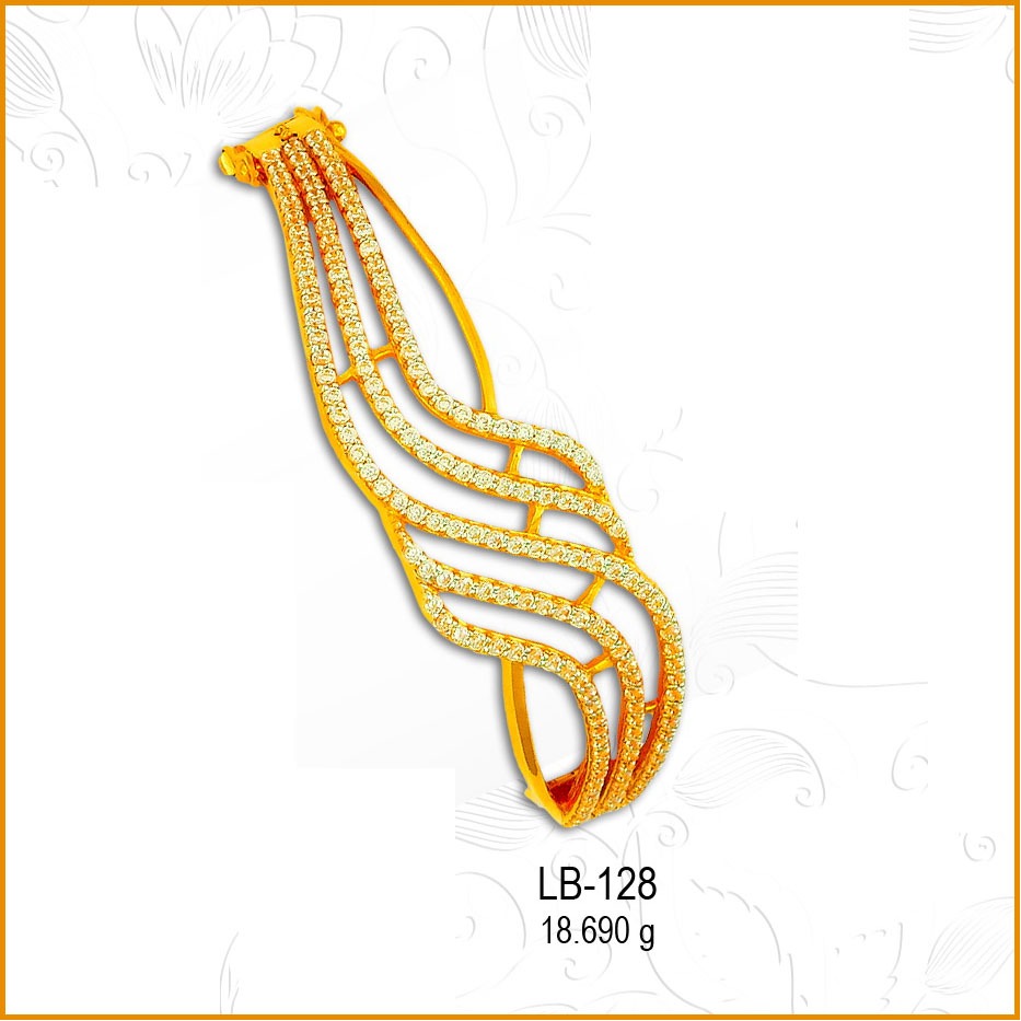 22KT Gold Antique Designer CZ Ladies Kada LB-128