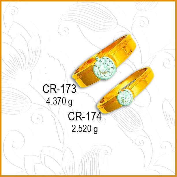 916 Gold Modern CZ Stone Couple Ring CR-173