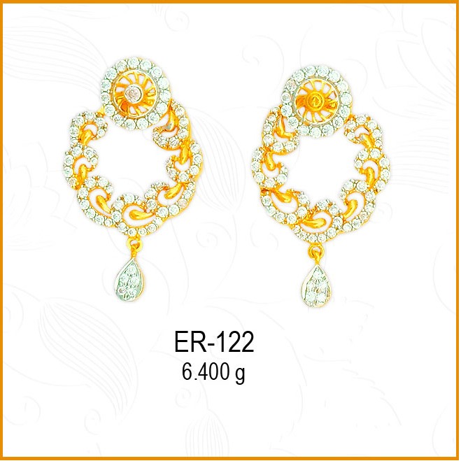916 Gold CZ Jalebi Earrings Design ER-122