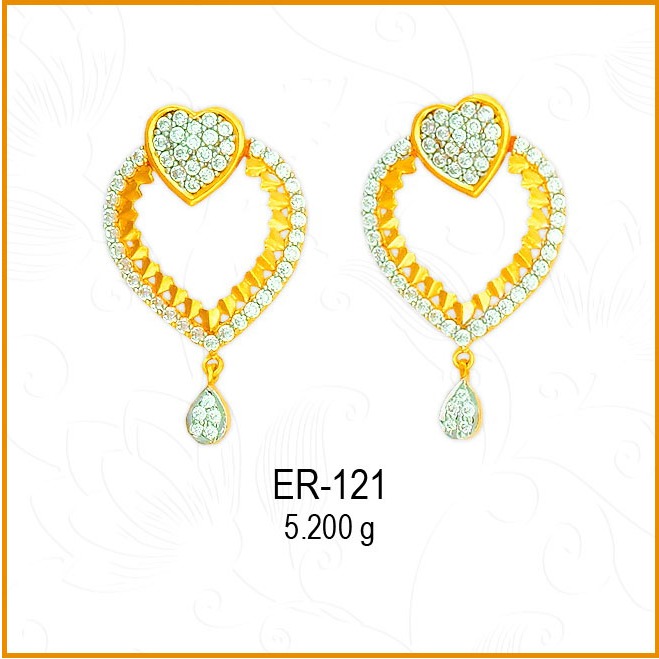 916 Gold CZ Diamond Heart Shape Modern Earring ER-121