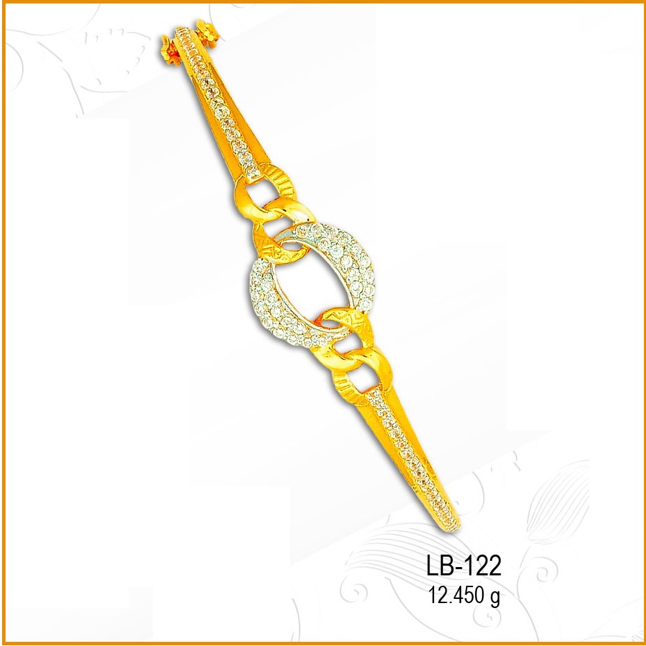 22KT Gold Antique Round Diamond Shape CZ Ladies Kada LB-122