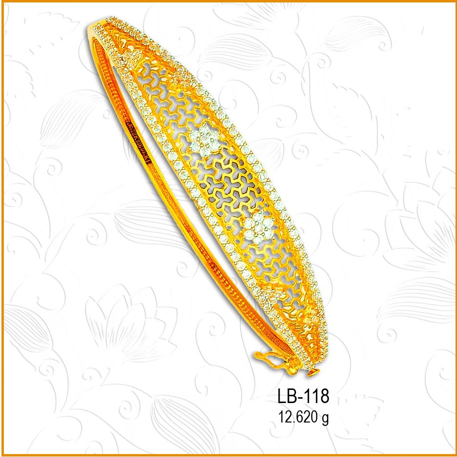 22KT CZ Round Shape Gold Flower Designer Ladies Kada LB-118