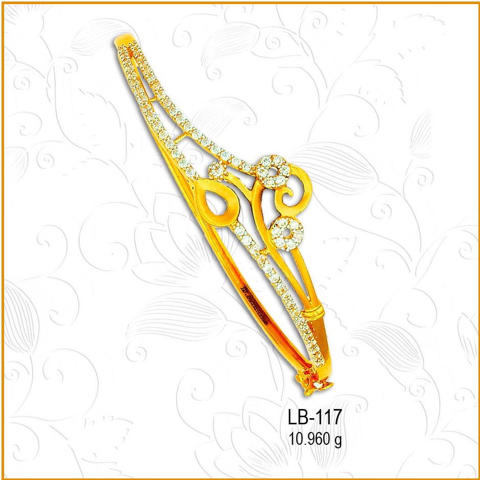 916 Gold Antique Flower Design CZ Ladies Kada LB-117