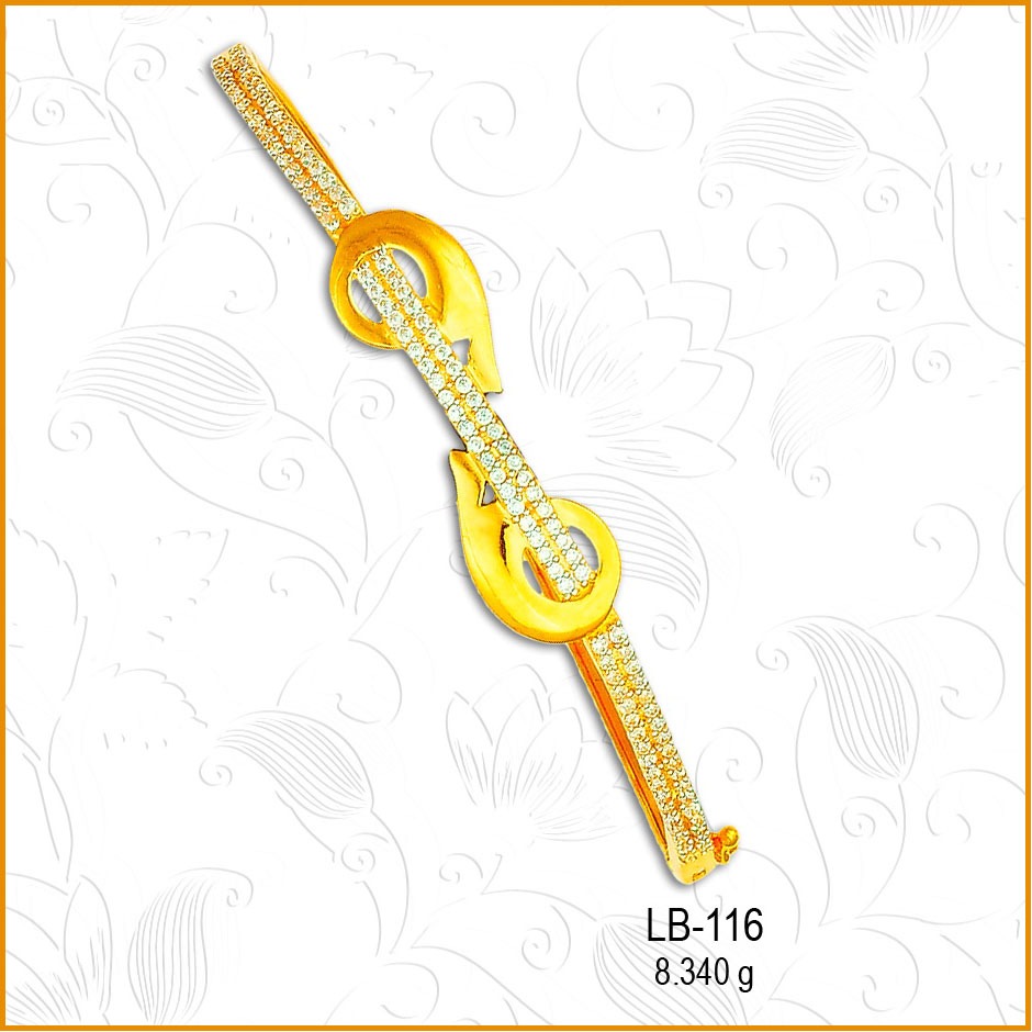 916 Yellow Gold Antique CZ Designer Ladies Kada LB-116