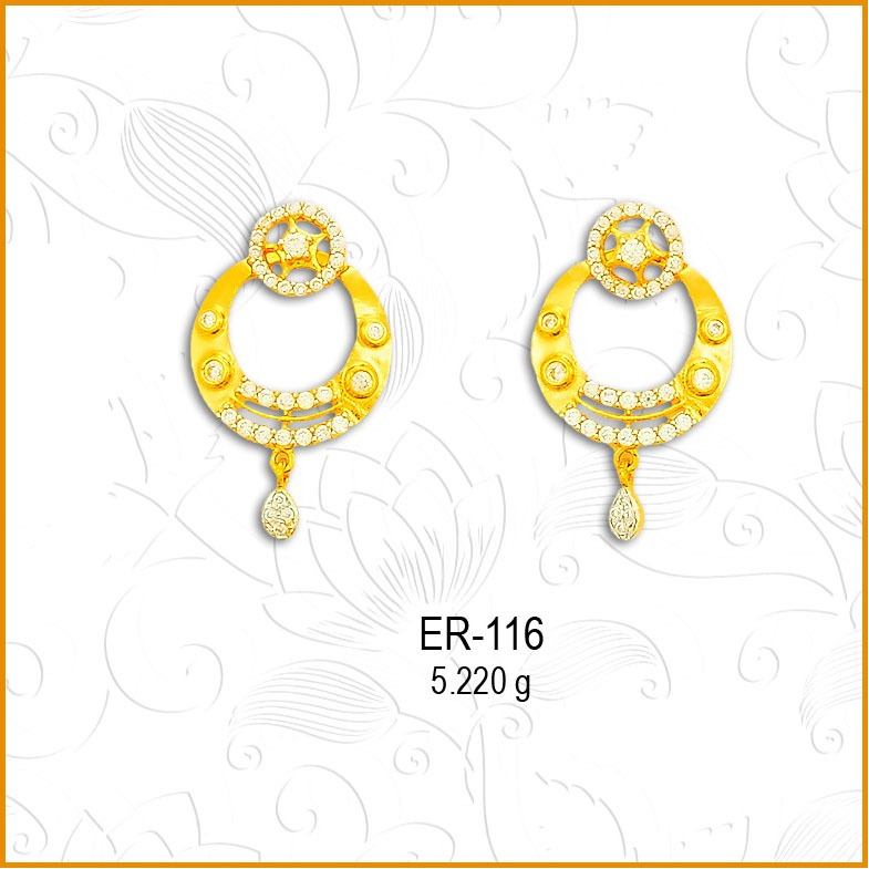916 CZ Gold Modern Round Earring ER-116