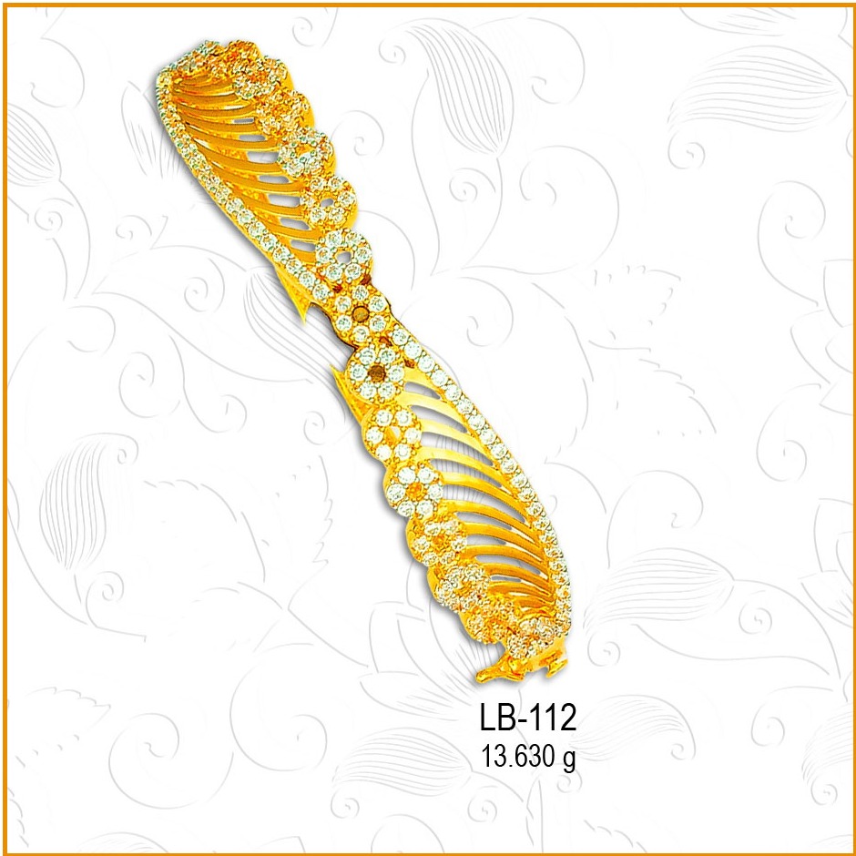 22KT Gold Flower Design CZ Modern Ladies Kada LB-112
