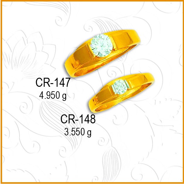 916 Yellow Gold CZ Stone Couple Ring CR-147