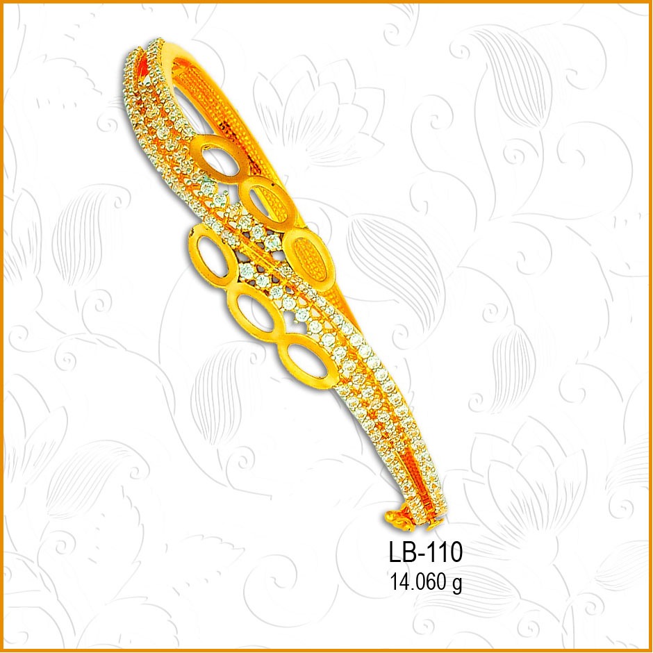 916 Gold Antique CZ Modern Ladies Kada LB-110