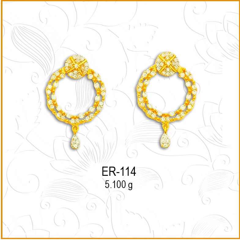916 Gold CZ Round Simple Earring ER- 114