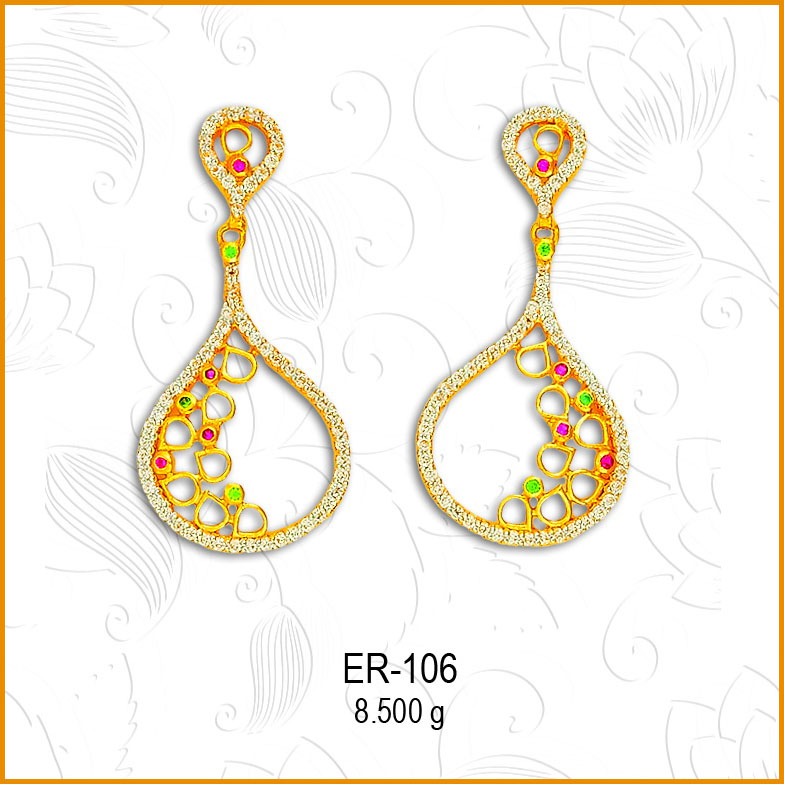 916 CZ Gold Mini Latkan Fancy Earrings ER-106