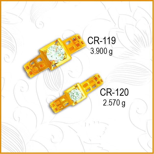 916 Gold Square Design CZ Couple Ring CR-119