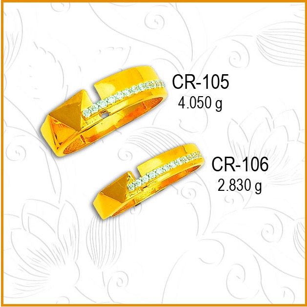 916 Yellow Gold Fancy CZ Couple Ring CR-105