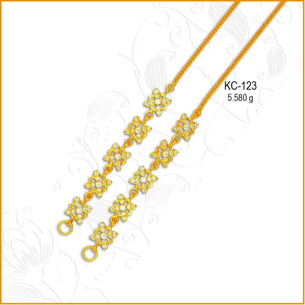 916 Gold Square Design CZ Earchain KC-123