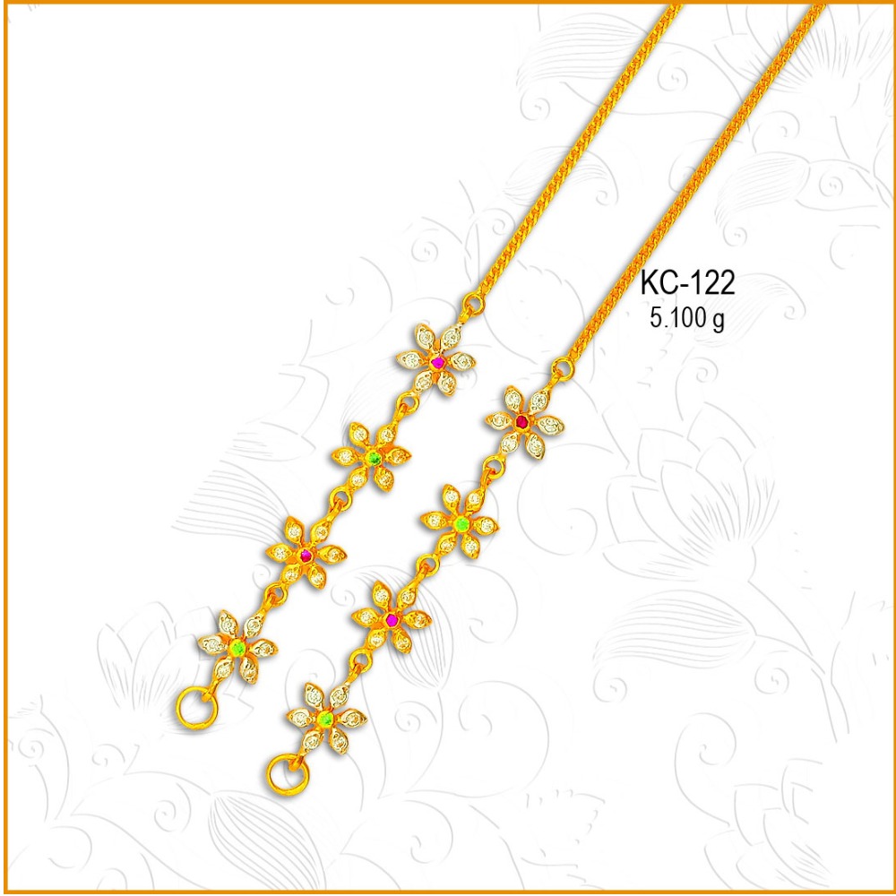 916 Gold Attractive CZ Earchain KC-122