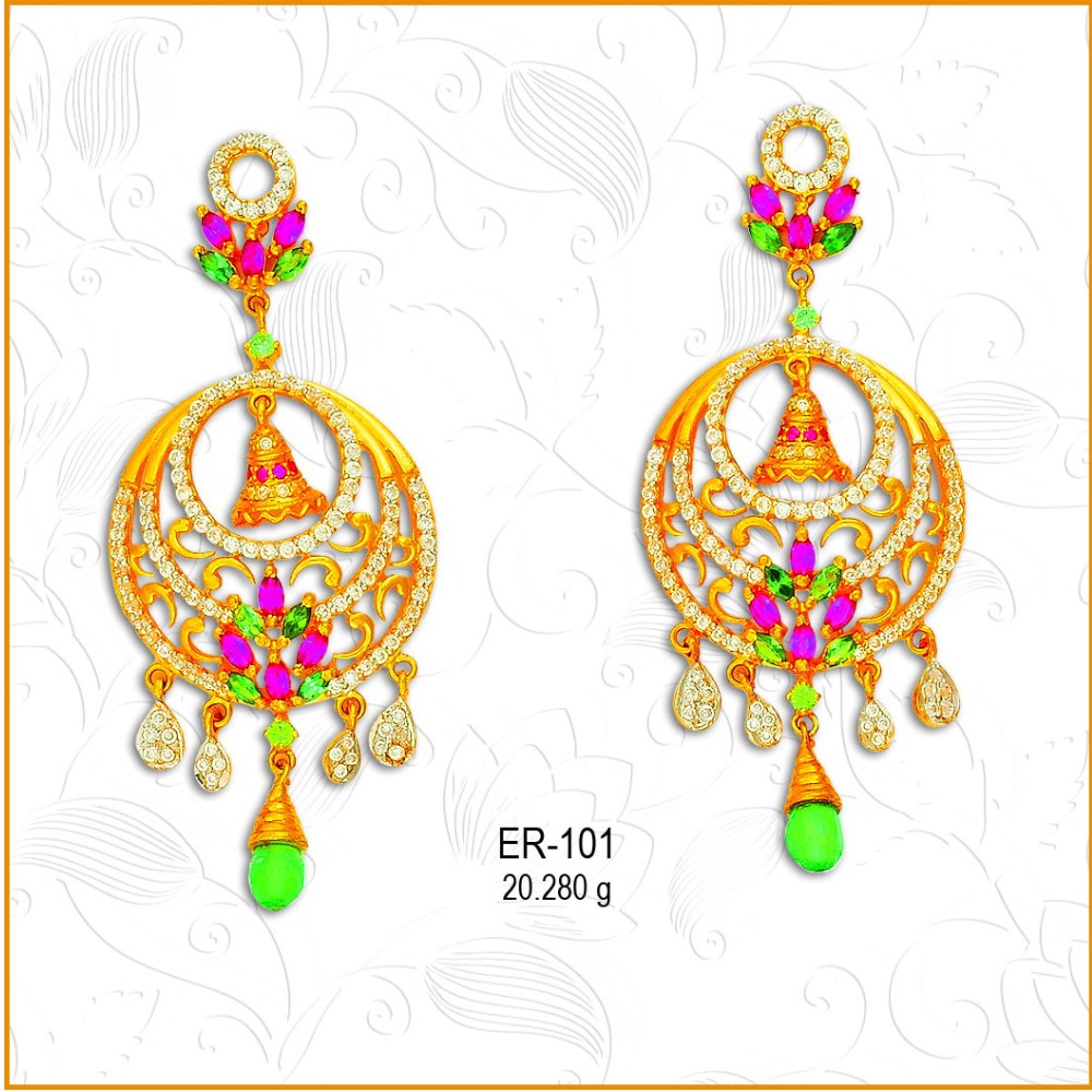 22KT Designing CZ Round Earring ER-101