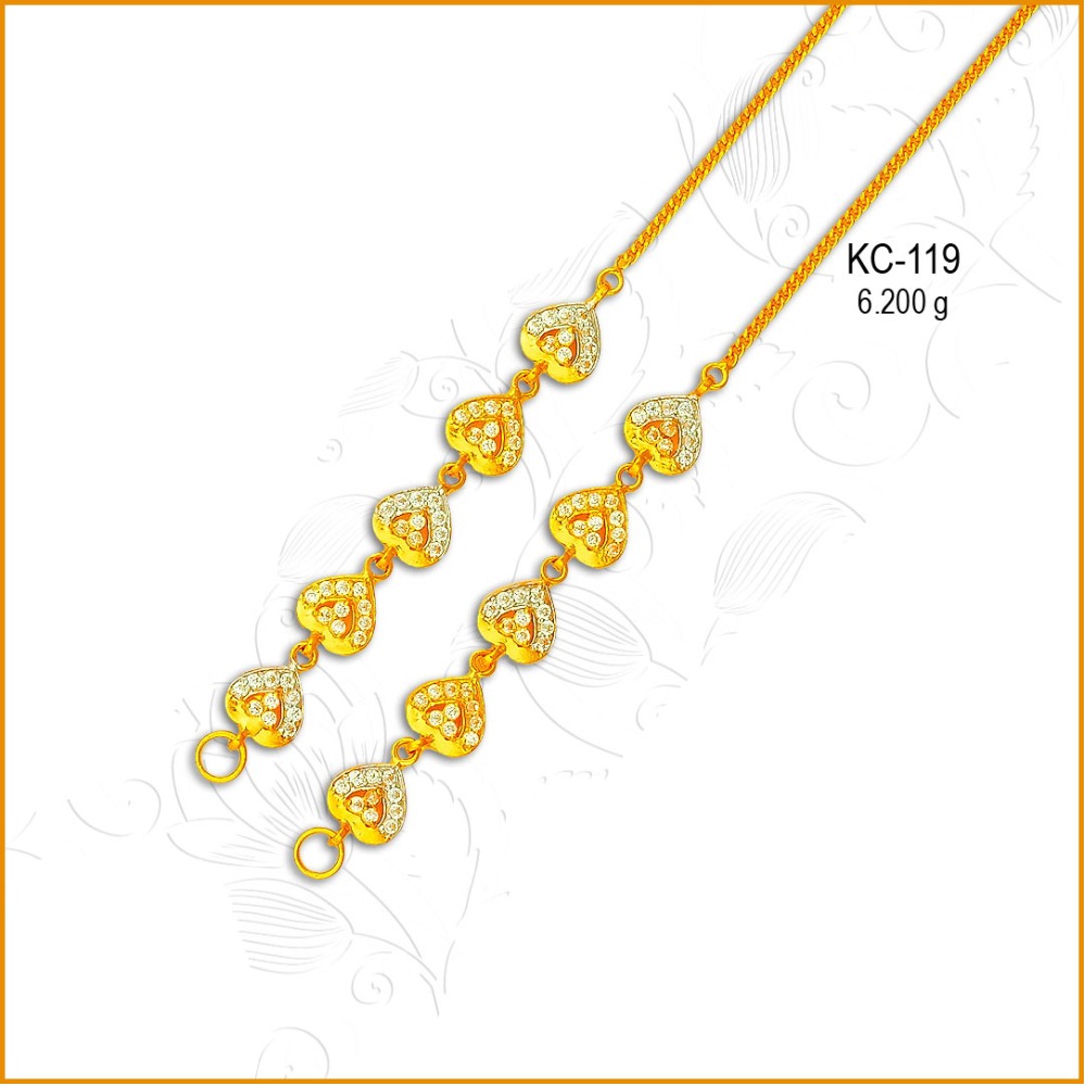 22KT Gold Heart Shape CZ Earchain KC-119