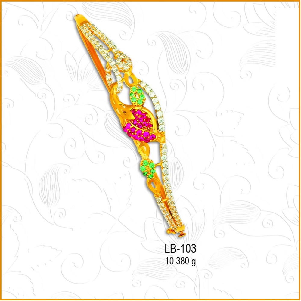 916 Gold Colorful Fancy CZ Ladies Kada LB-103