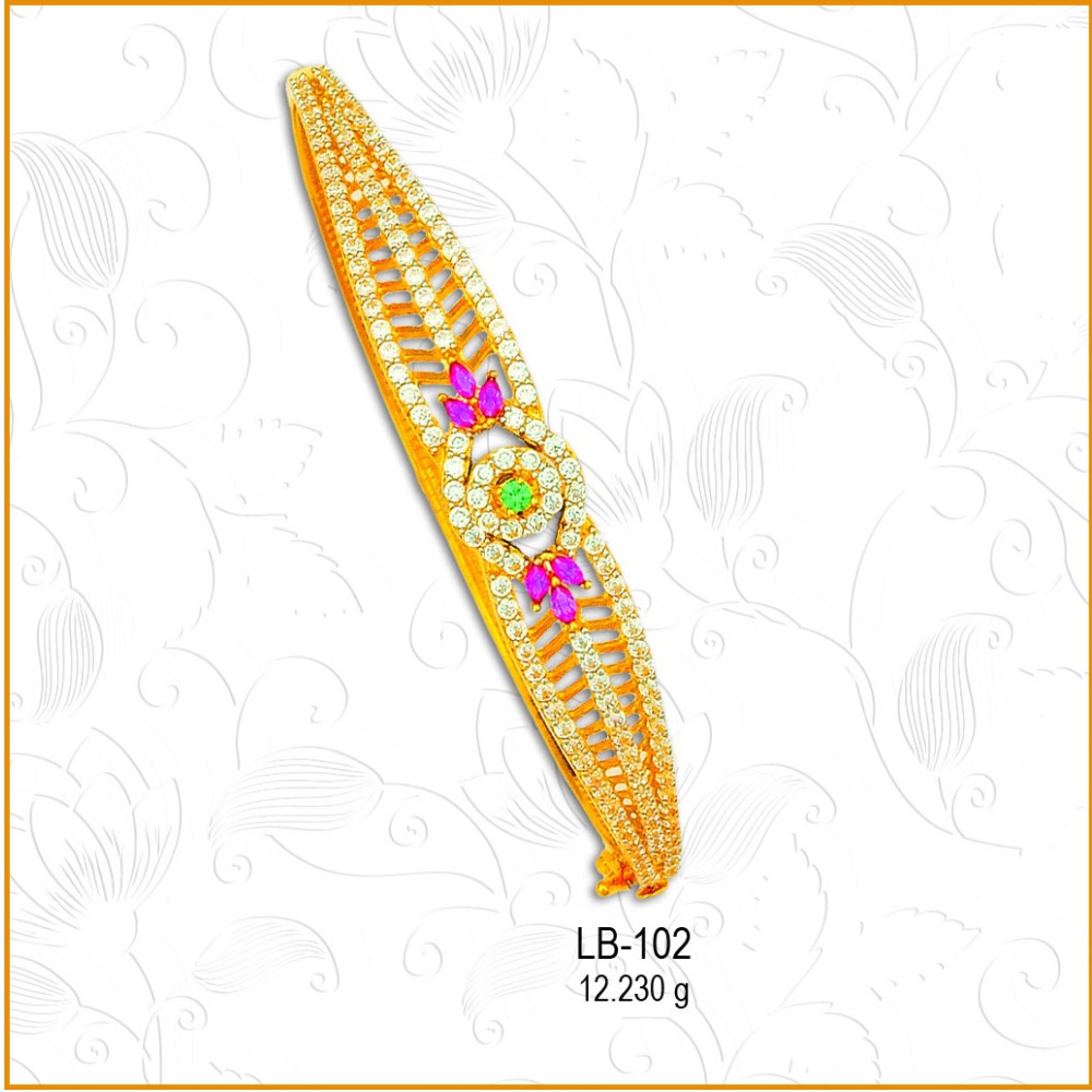 22KT Gold CZ Pink Diamond Ladies Kada LB-102