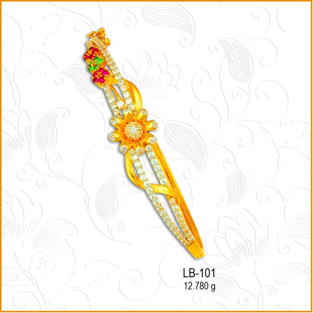 916 Gold Designer CZ Ladies Kada LB-101