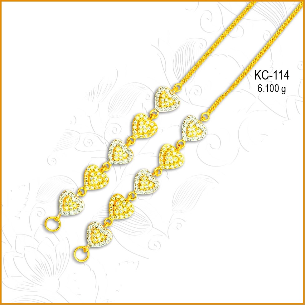 916 CZ Gold Fancy Heart Shape Earchain KC-114