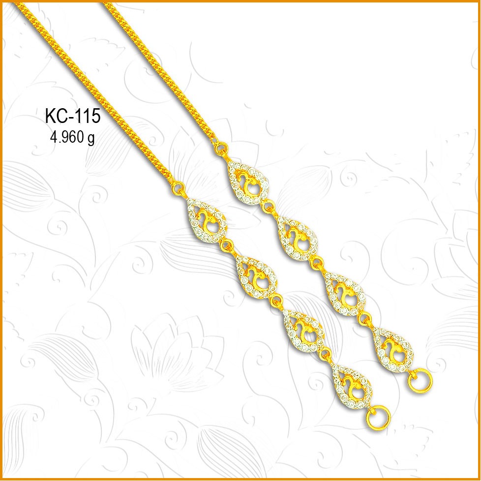 22KT Gold Designer CZ Earchain KC-115