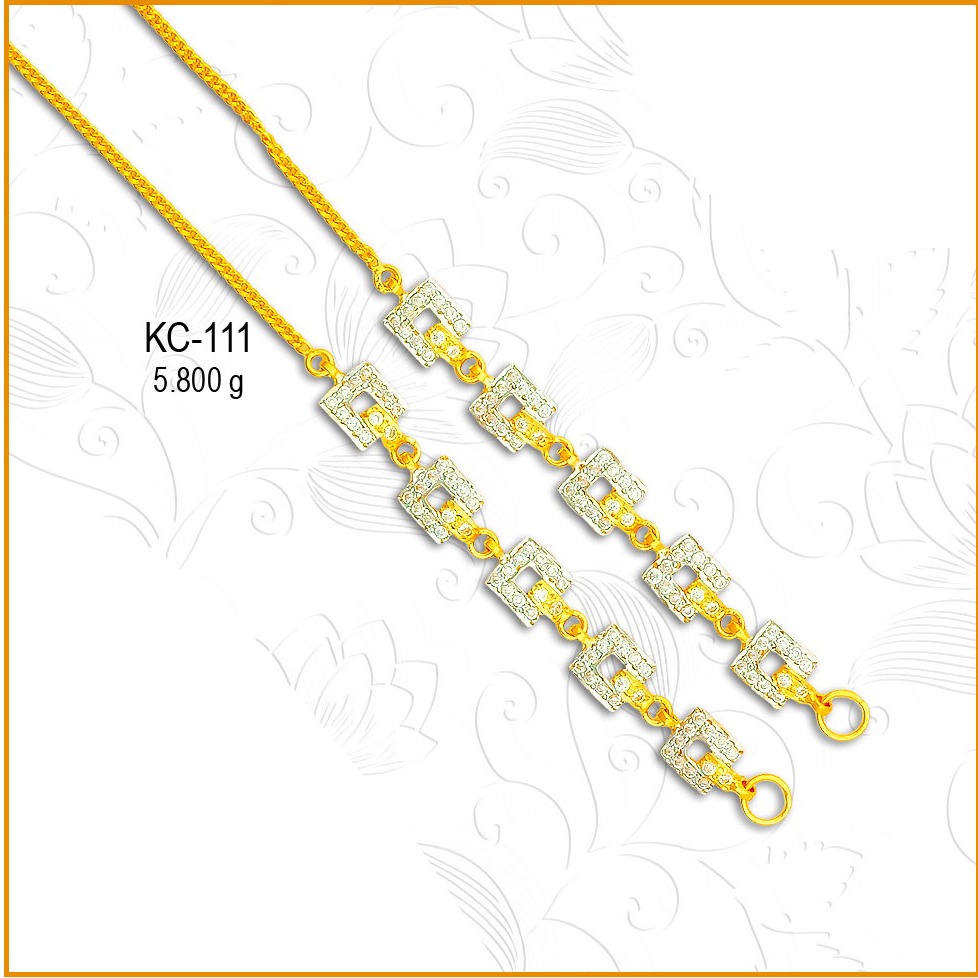 22KT CZ Gold Square Shape Earchain KC-111