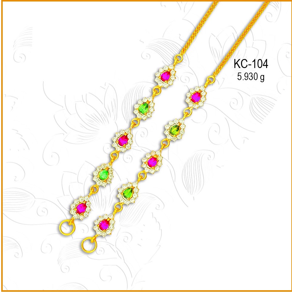 916 CZ Gold Colorful Stone Earchain KC-104