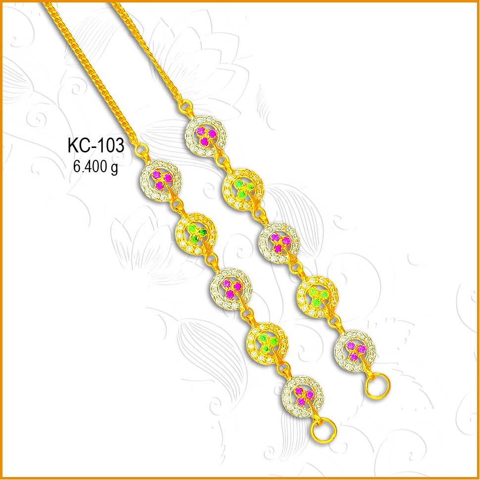22KT Gold Fancy CZ Earchain KC-103