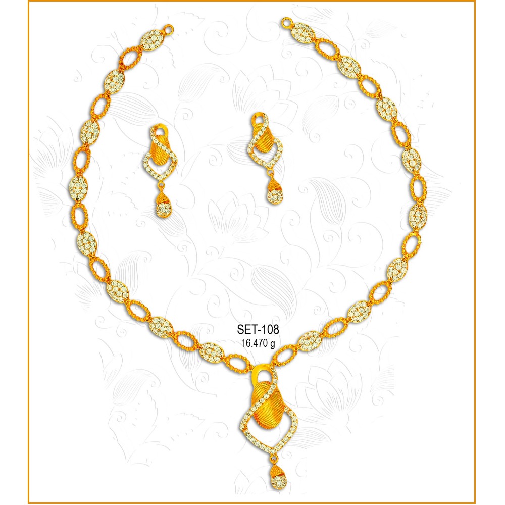 916 Gold Fancy CZ Necklace Set-108