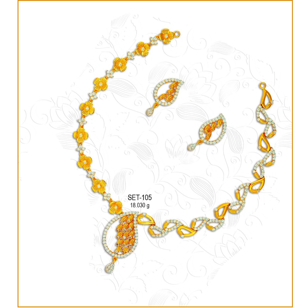 22KT CZ Gold Attractive Necklace Set-105