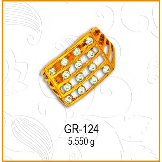 916 Gold Square Design CZ Gents Ring GR-124