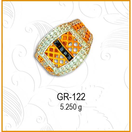 916 Gold Fancy CZ Diamond Gents Ring GR-122
