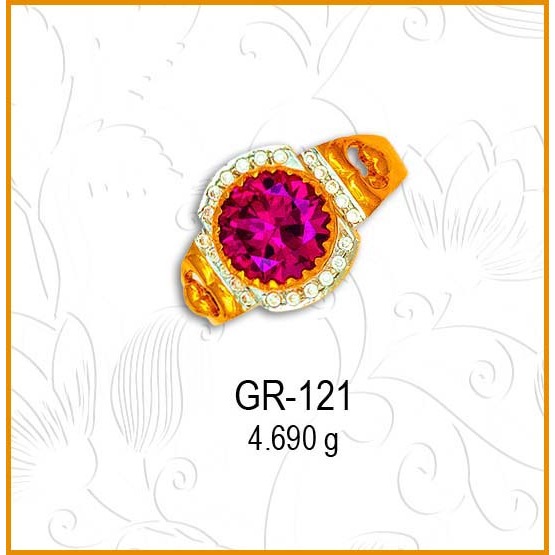 916 CZ Gold Fancy Pink Stone Gents Ring GR-121