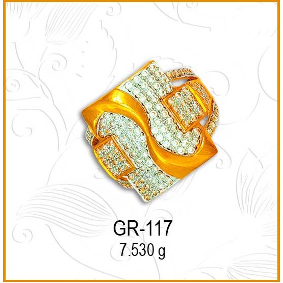 916 Gold CZ Diamond Gents Ring GR-117