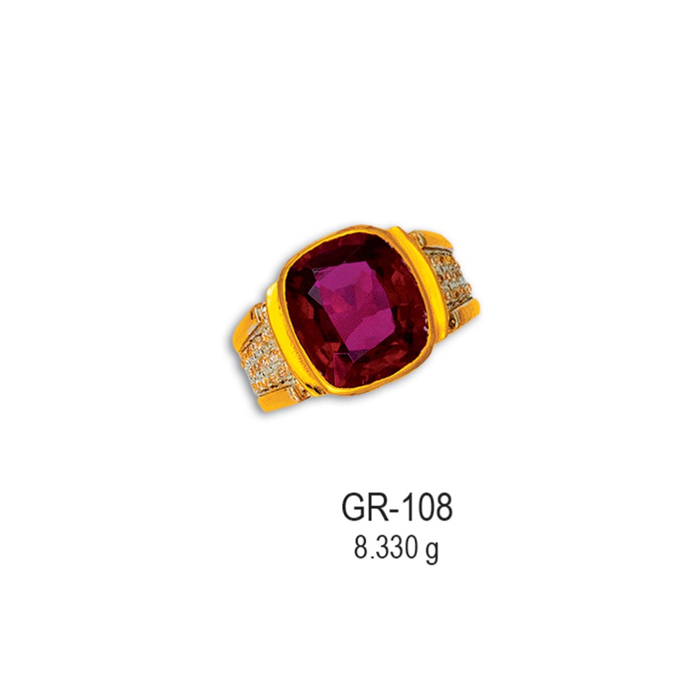 22KT-CZ-Gold-Fancy-Pink-Stone-Gents-Ring-GR-108