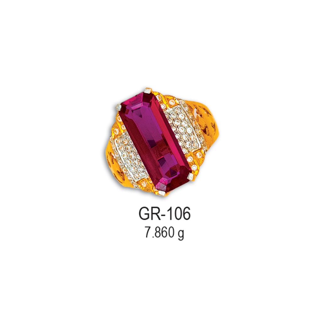 22KT-CZ-Gold-Attractive-Pink-Stone-Gents-Ring-GR-106
