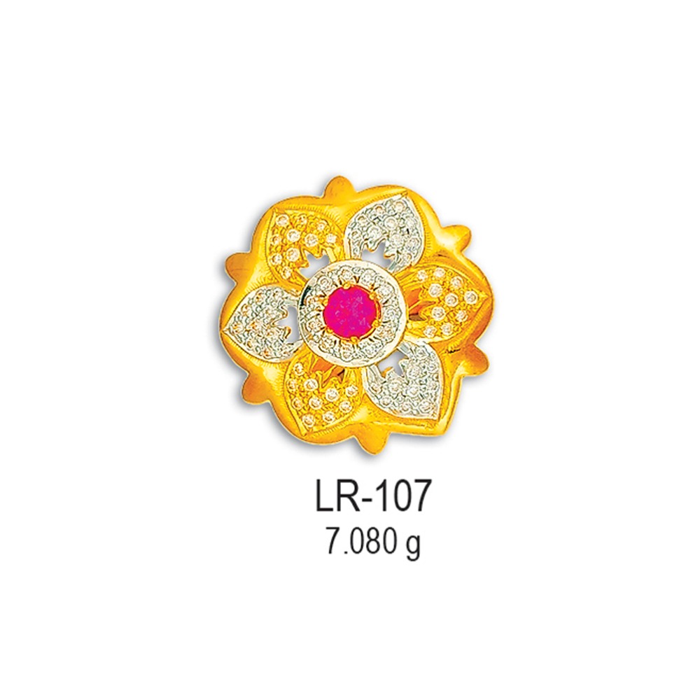 916-Gold-Flower-Shape-Cz-Diamond-Ladies-Ring-LR-107