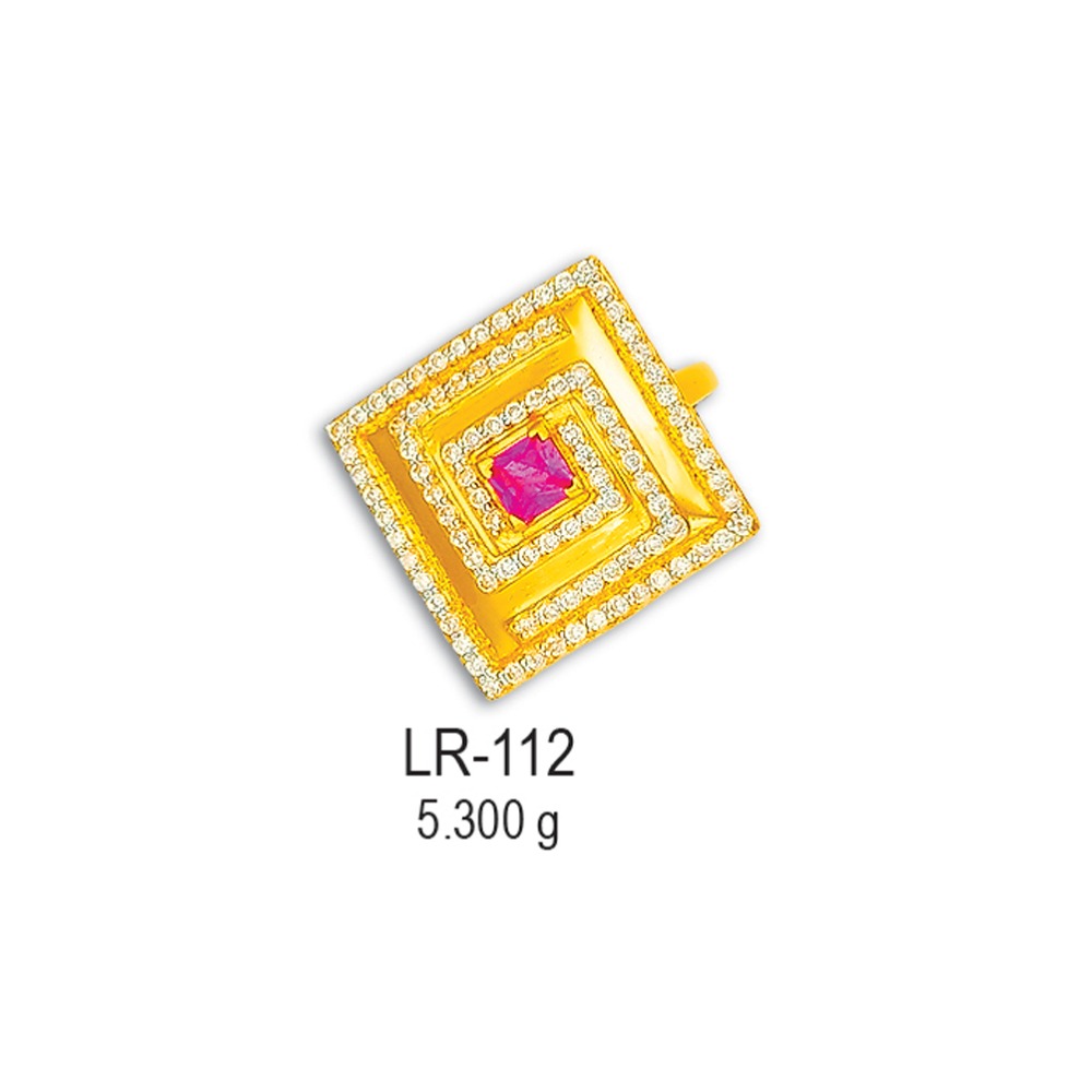 22KT-CZ-Gold-Square-Shape-Ladies-Ring-LR-112
