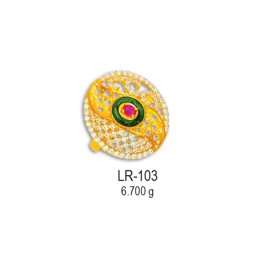 22KT-CZ-Gold-Colourful-Ladies-Ring-LR-103