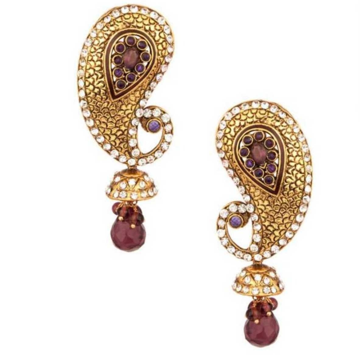 Fancy Yellow Indian Brass Earrings