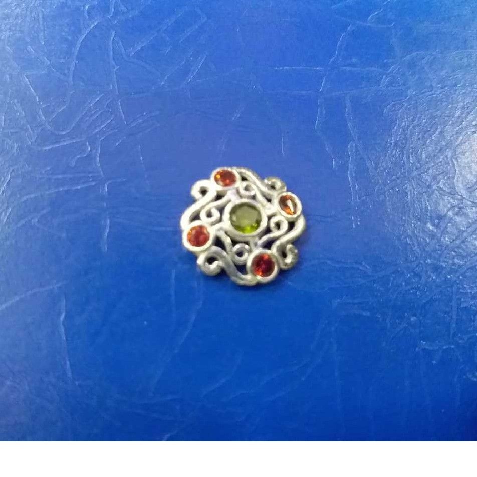 Silver Indian Fancy Studded White Pendant