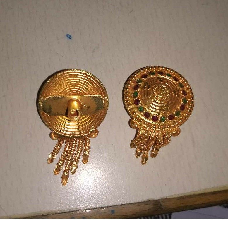 Gold Ladies Fancy Pokhani Earrings