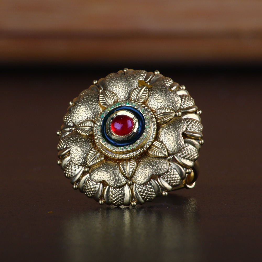916 Gold Antique Flower Design Ring RJ-R06