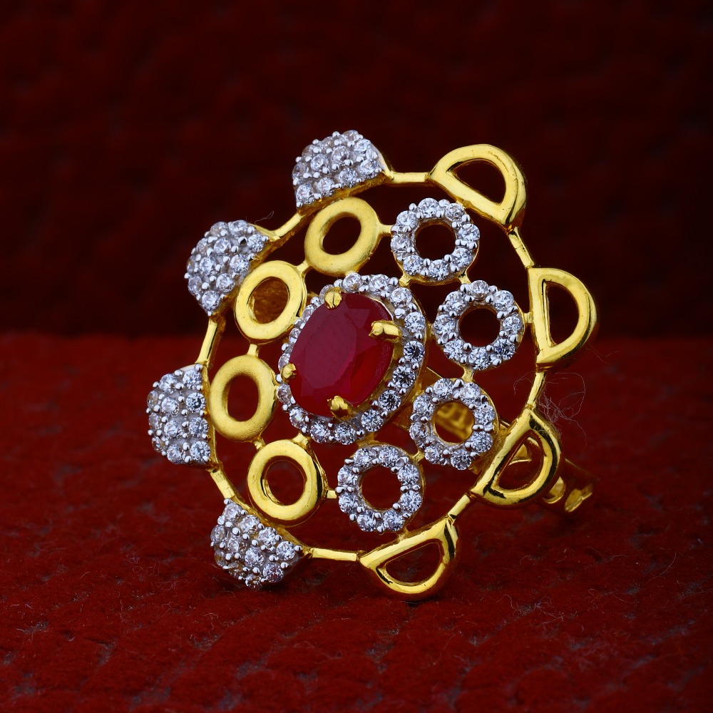 916 Gold CZ Fancy Ring For Women RJ-R01