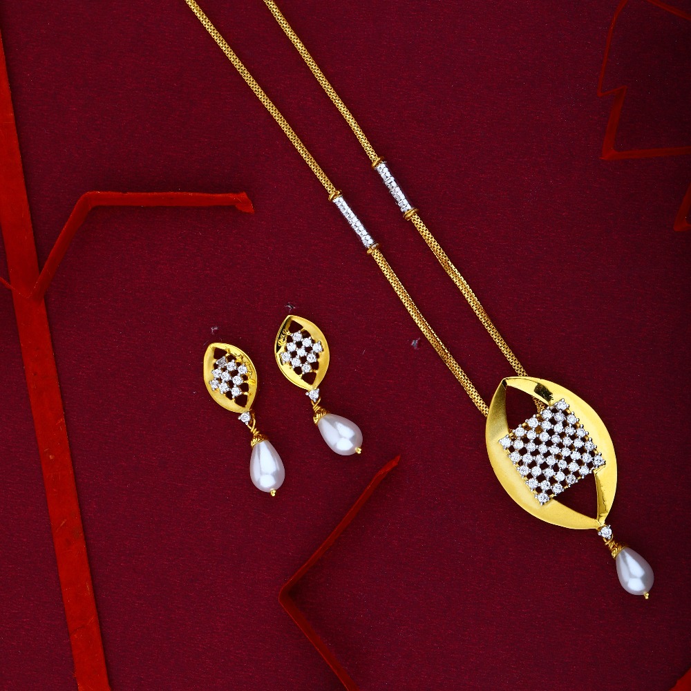 22Kt Gold CZ Delicate Dokiya Set RJ-N04