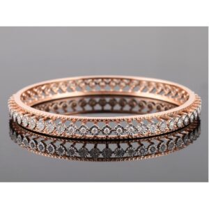 18kt rose gold designer diamond fancy bangle
