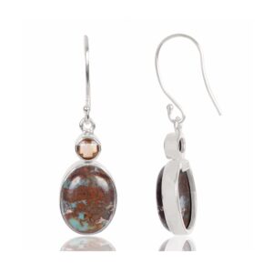 Natural Boulder Turquoise And Citrine Gemstone 925 Sterling Sliver Earring