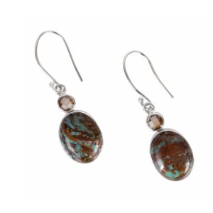 Natural Boulder Turquoise And Citrine Gemstone 925 Sterling Sliver Earring